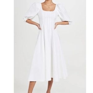 STAUD Swells White Midi Dress, size 4